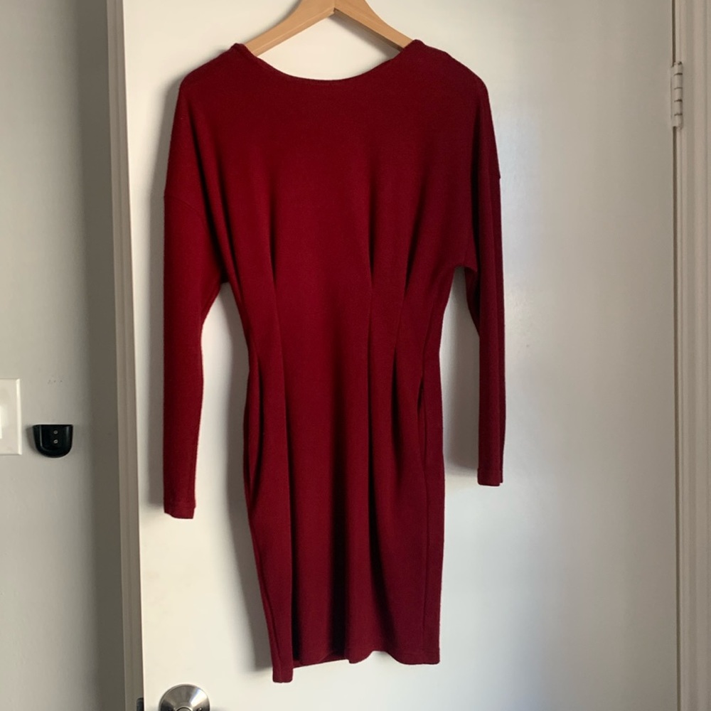 Red -midi winter dress
